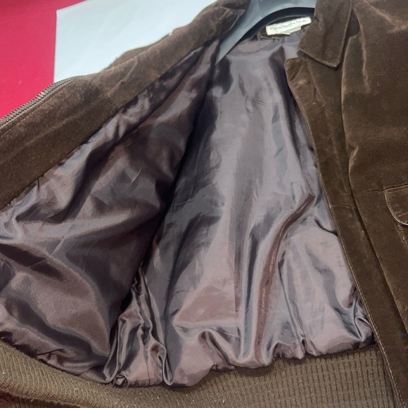 Paris BROWN SUEDE Leather BOMBER Jacket zip up Snap Lined 90s Collared Men’s LRG - Picture 14 of 16